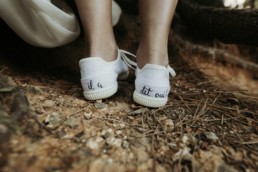 chaussures de mariée basket avec message customisé il a dit oui